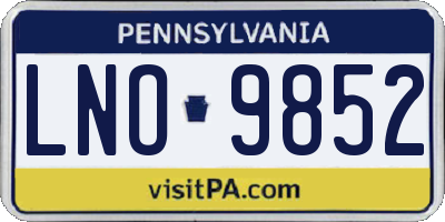 PA license plate LNO9852