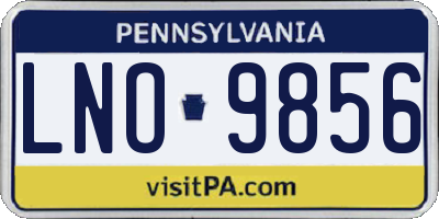 PA license plate LNO9856