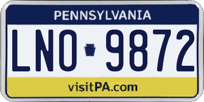 PA license plate LNO9872