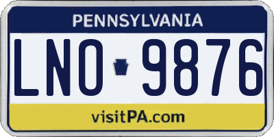 PA license plate LNO9876