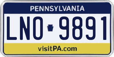 PA license plate LNO9891