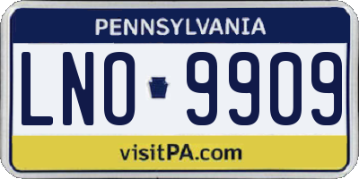 PA license plate LNO9909