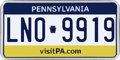 PA license plate LNO9919