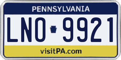 PA license plate LNO9921