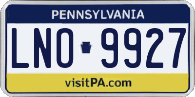 PA license plate LNO9927