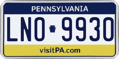 PA license plate LNO9930