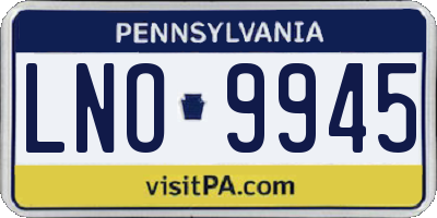 PA license plate LNO9945