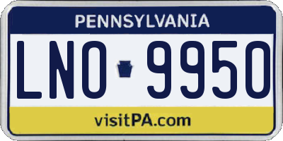 PA license plate LNO9950