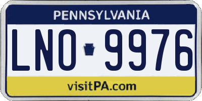 PA license plate LNO9976