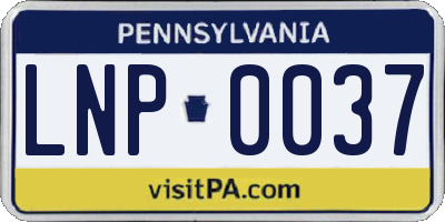 PA license plate LNP0037