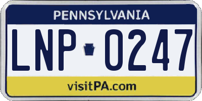 PA license plate LNP0247