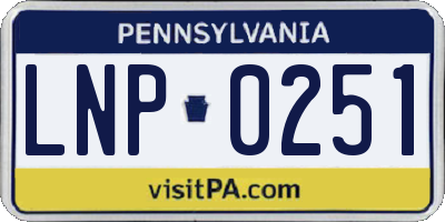 PA license plate LNP0251