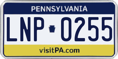 PA license plate LNP0255