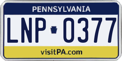 PA license plate LNP0377