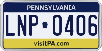 PA license plate LNP0406