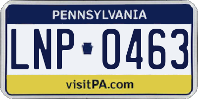PA license plate LNP0463
