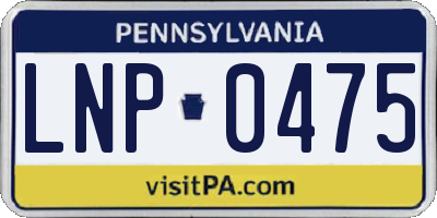 PA license plate LNP0475