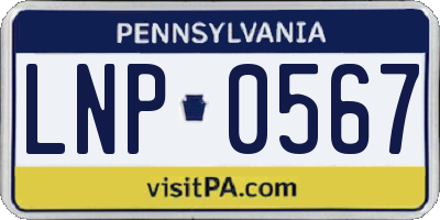 PA license plate LNP0567