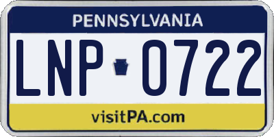 PA license plate LNP0722