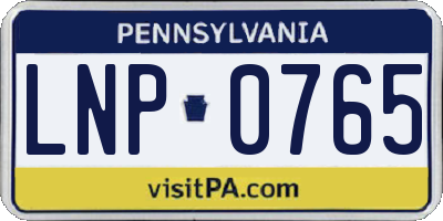 PA license plate LNP0765