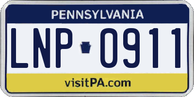 PA license plate LNP0911