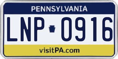 PA license plate LNP0916