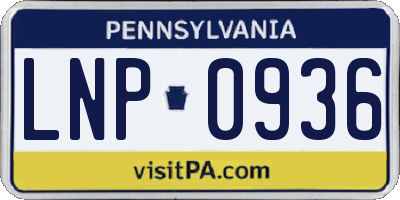 PA license plate LNP0936