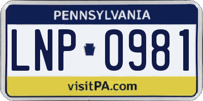 PA license plate LNP0981