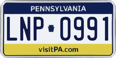 PA license plate LNP0991