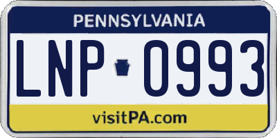 PA license plate LNP0993