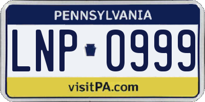 PA license plate LNP0999