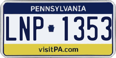 PA license plate LNP1353