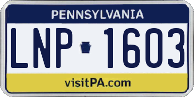 PA license plate LNP1603