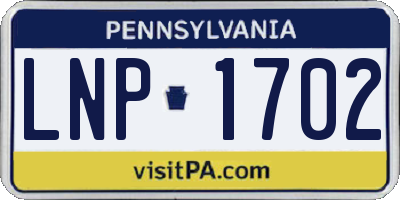PA license plate LNP1702