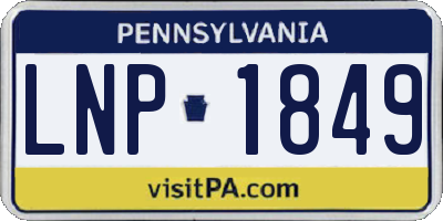 PA license plate LNP1849
