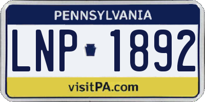 PA license plate LNP1892