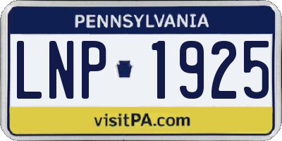PA license plate LNP1925