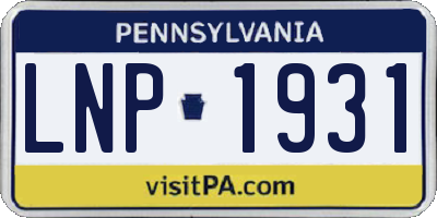 PA license plate LNP1931