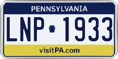PA license plate LNP1933