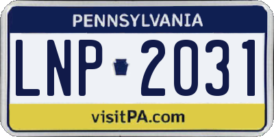PA license plate LNP2031