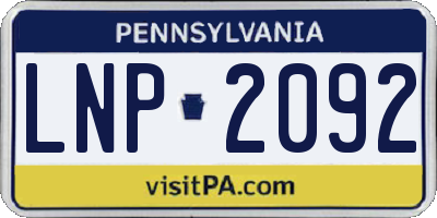 PA license plate LNP2092
