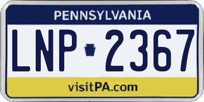 PA license plate LNP2367
