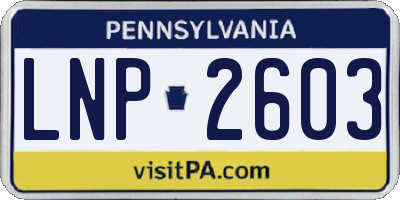 PA license plate LNP2603