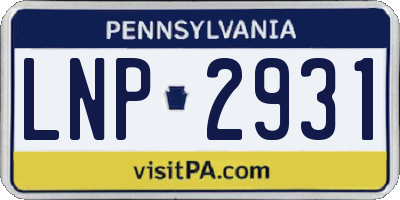 PA license plate LNP2931