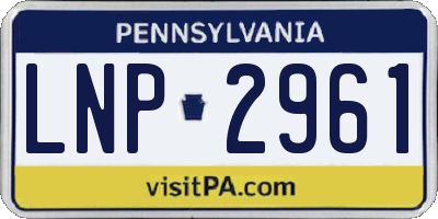 PA license plate LNP2961