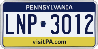 PA license plate LNP3012