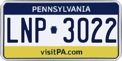 PA license plate LNP3022