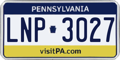 PA license plate LNP3027