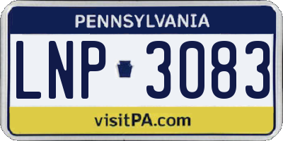 PA license plate LNP3083