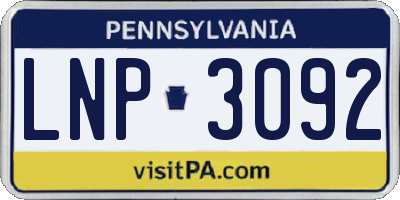 PA license plate LNP3092